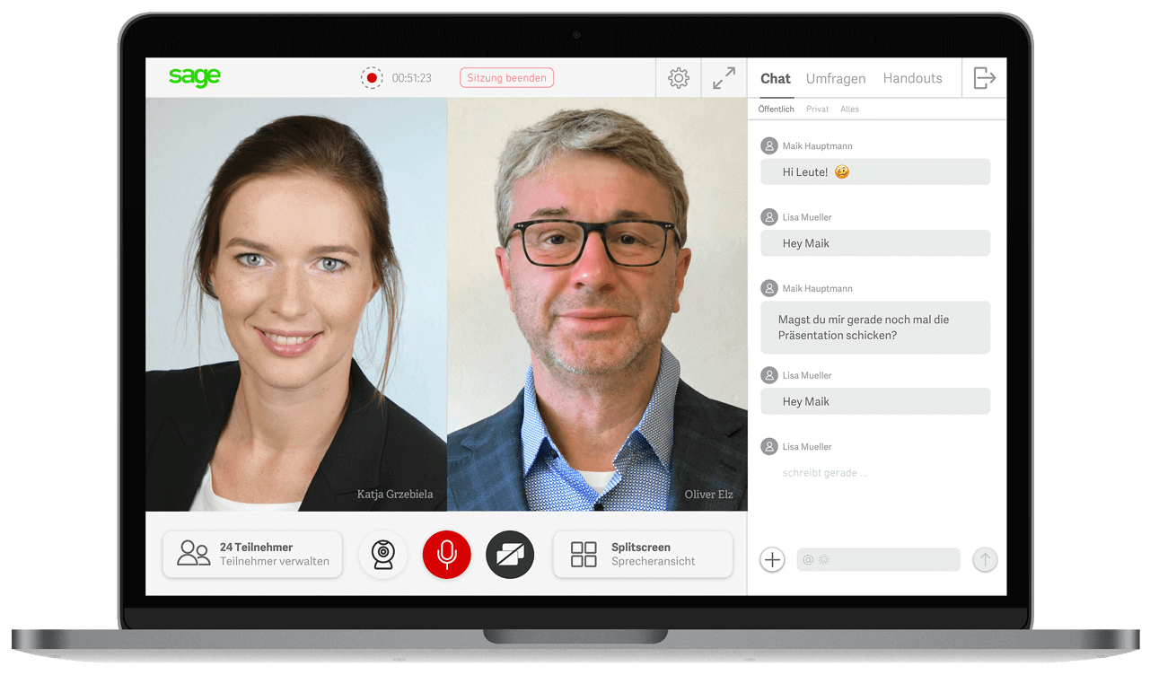 Sage Webinar Macbook mit Referenten