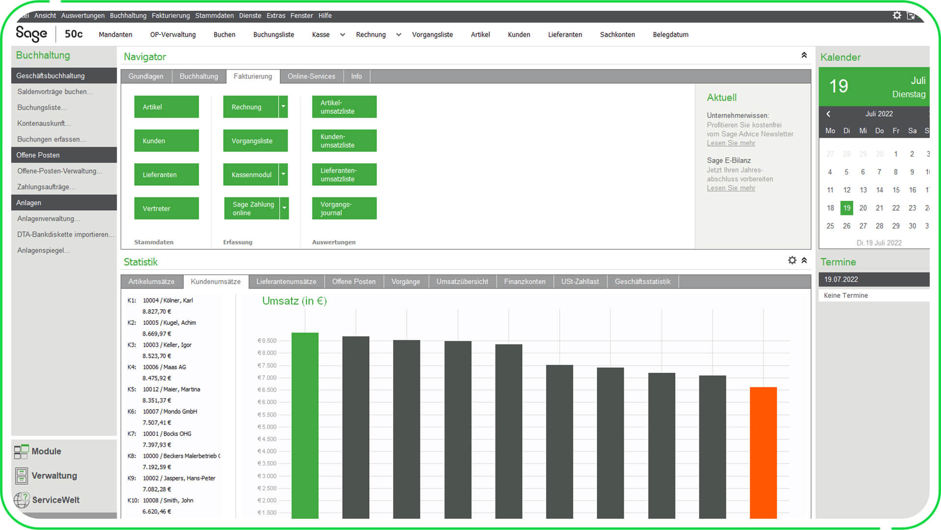 Bilanzsoftware Screen Faktura