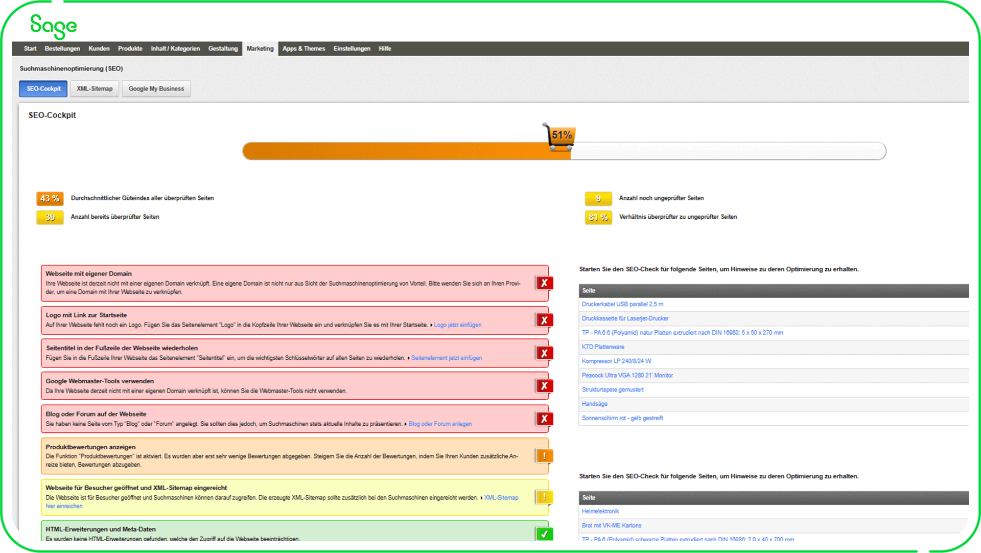 Sage 100: SEO und Social Media
