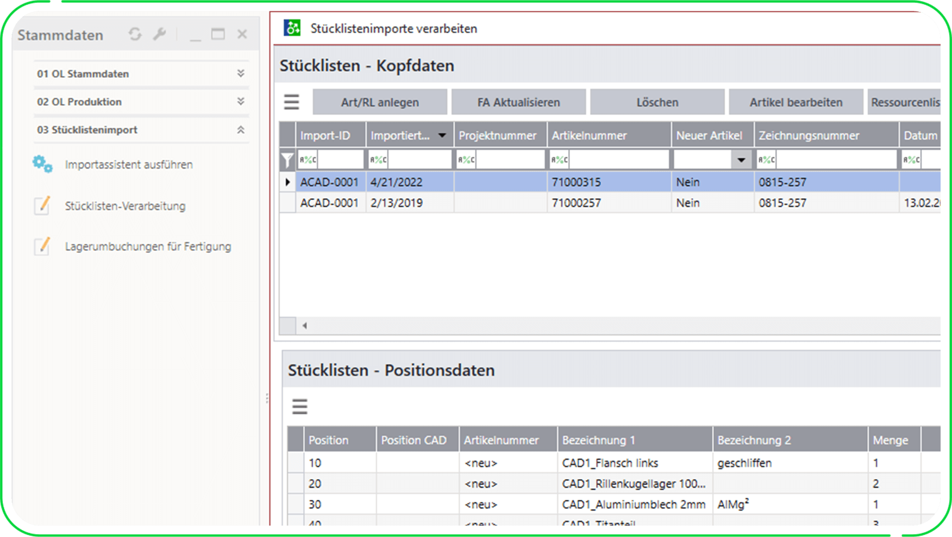 Sage 100: Stücklisten