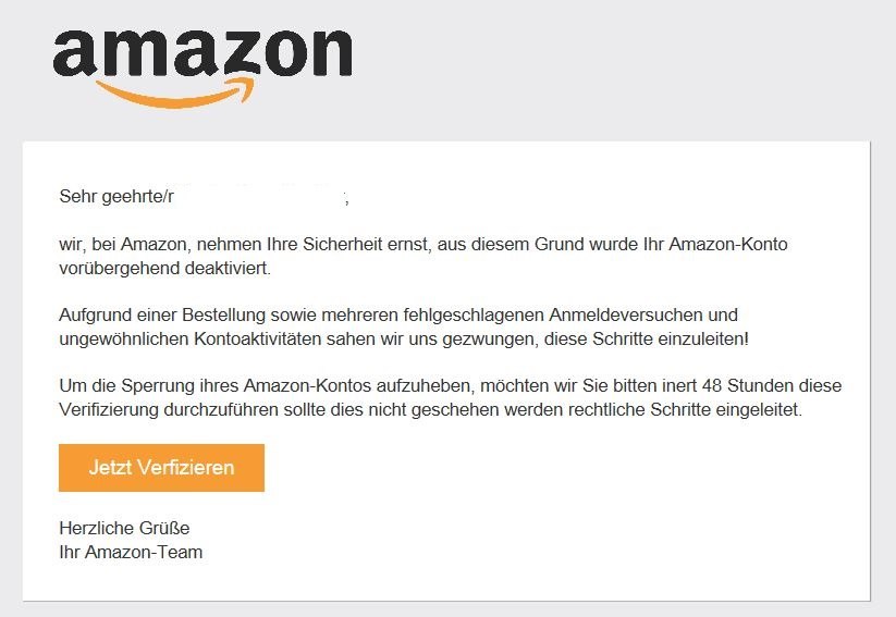 Ein Beispiel einer Phishing-Mail. Auf den ersten Blick nicht zu enttarnen. Quelle: Sage