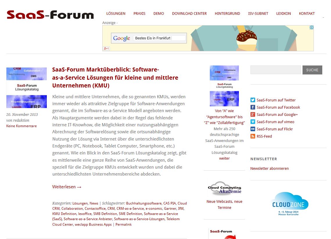 Screenshot Blog SaaS Forum