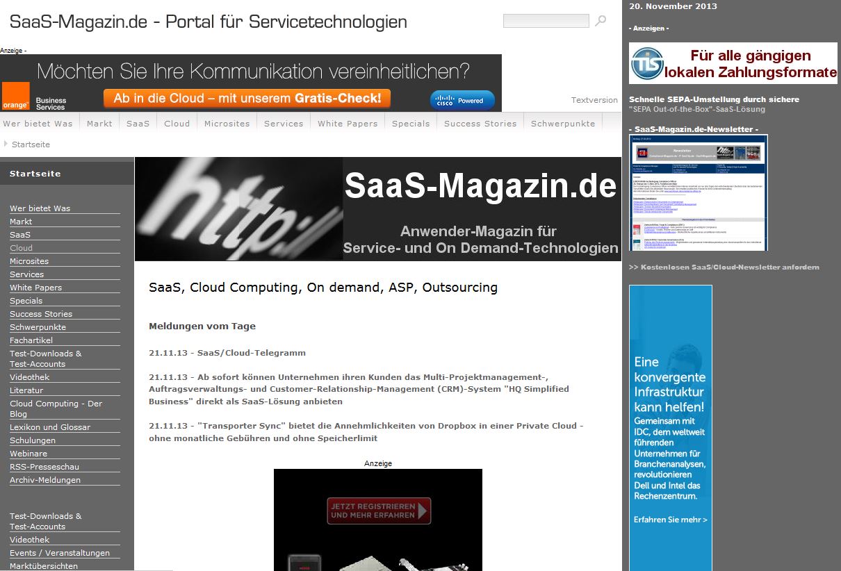 Screenshot Blog SaaS Magazin