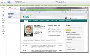 Xing-Profil eines Ansprechpartners direkt in Sage CRM.