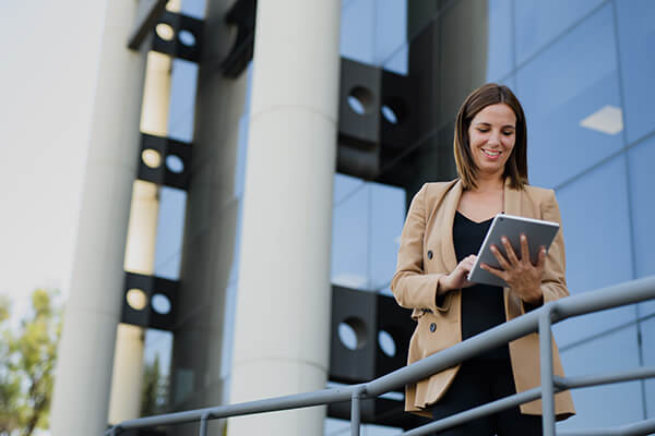 woman with tablet