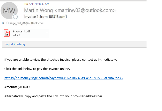 Email with invoice attached