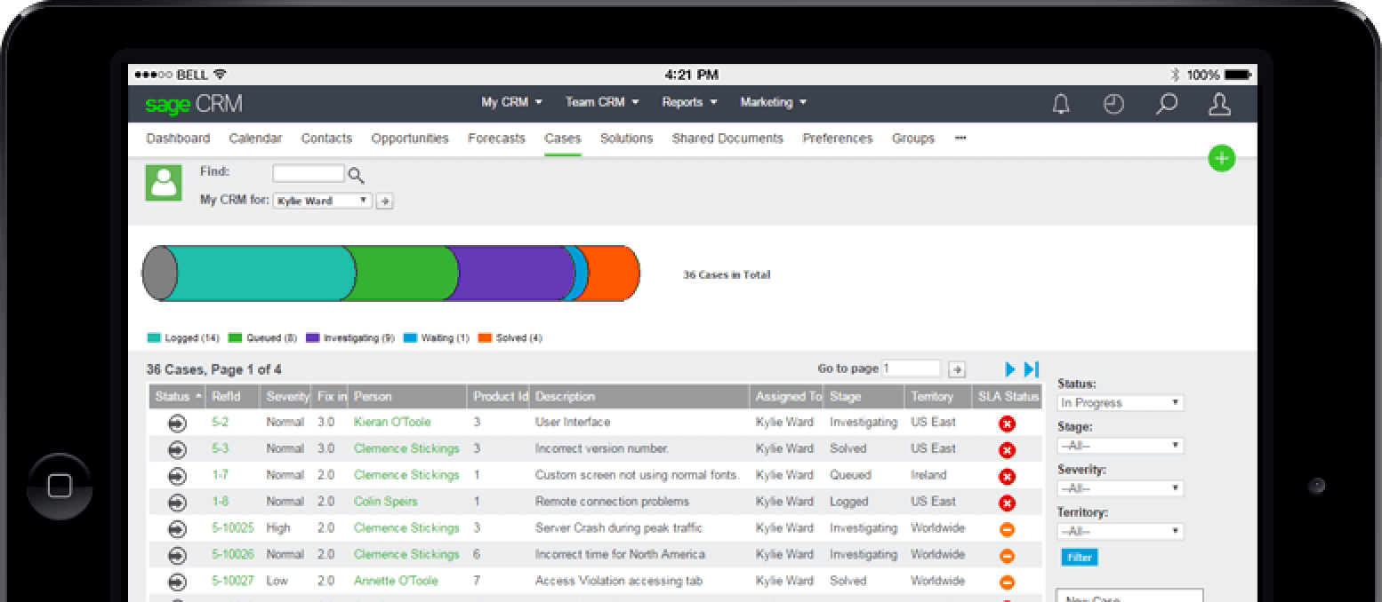 CRM service product screenshot