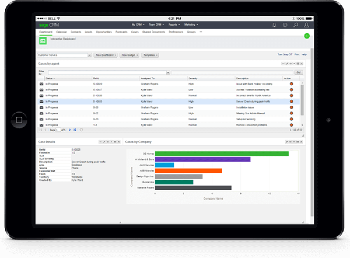 CRM service, product screenshot