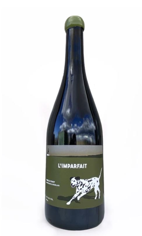 hinterland imperfait wine bottle with dog logo