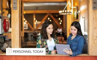 5 strategic ways HR is changing webinar photo of 2 women working from a tablet