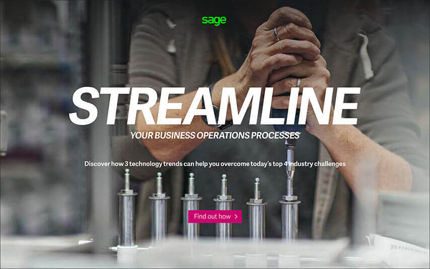 Title screen of Sage online guide, Streamline Your Business Operations Processes
