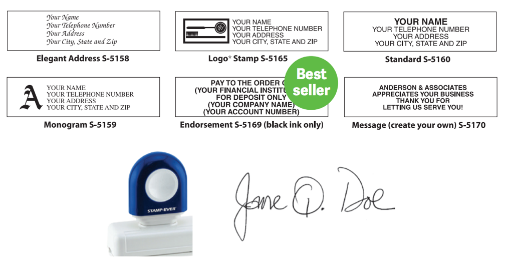 Best selling self-inking stamps and signature stamp