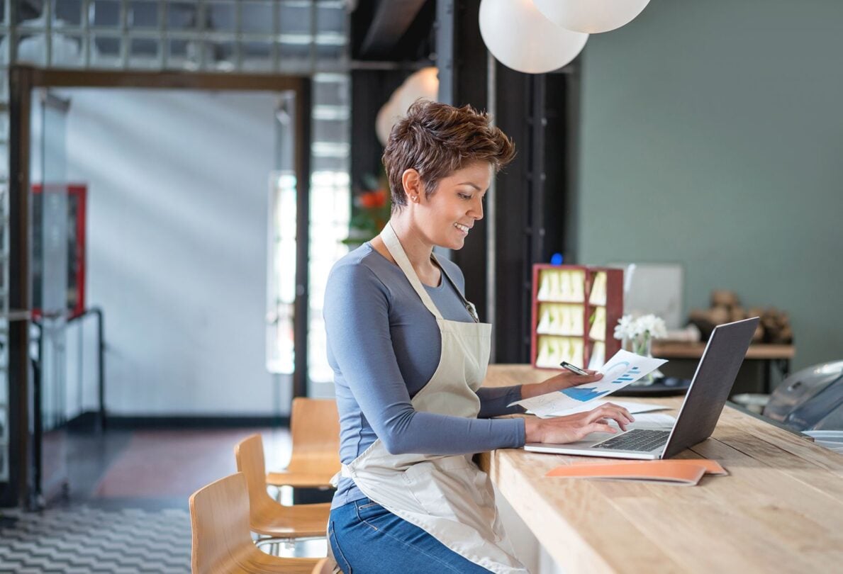 Small business owner on computer