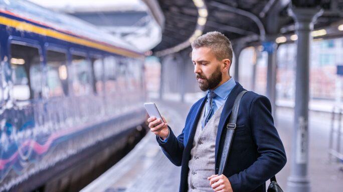 Man using artificial intelligence on smartphone