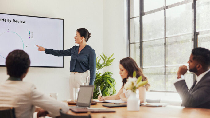 Woman presenting in office