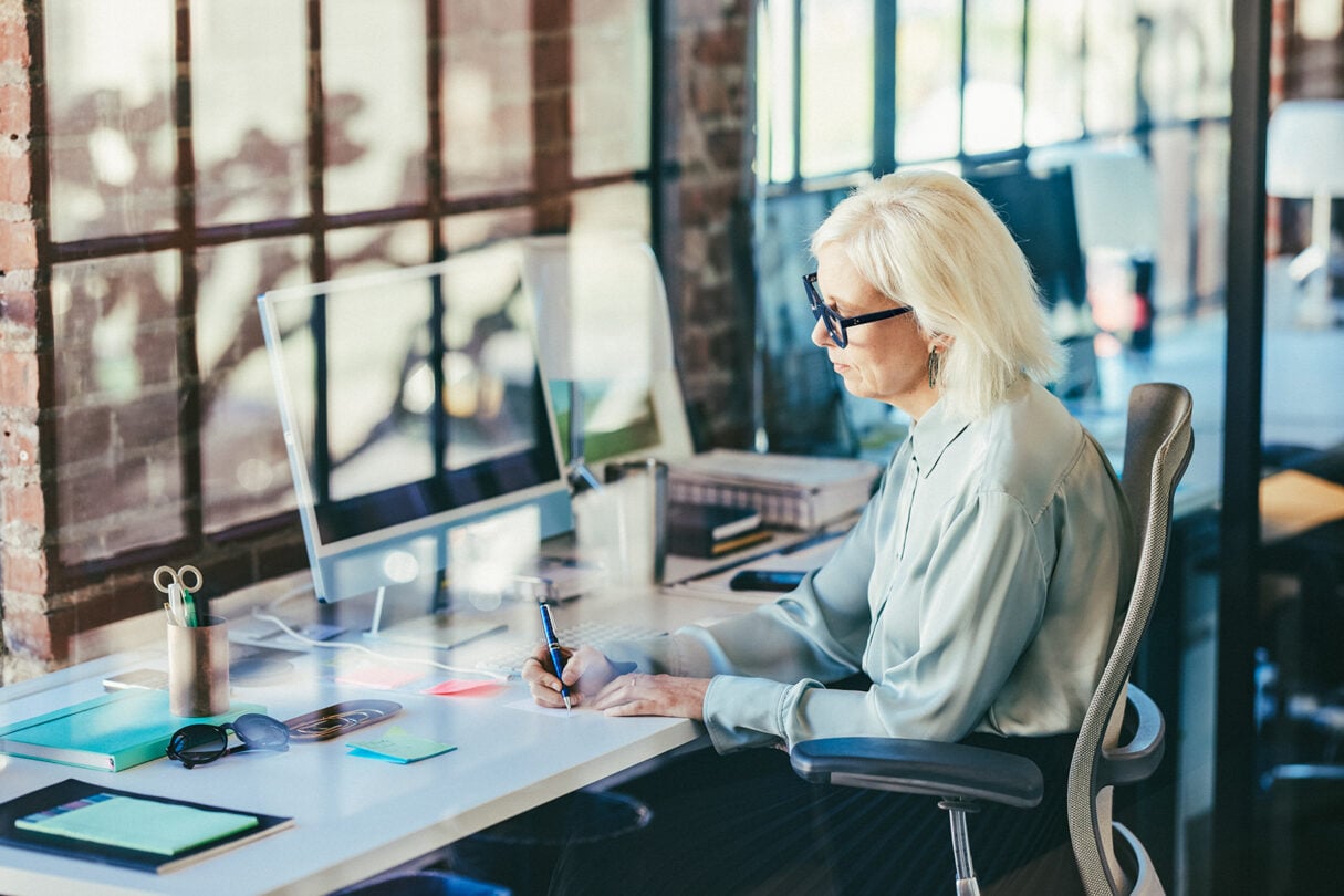 woman working at desk