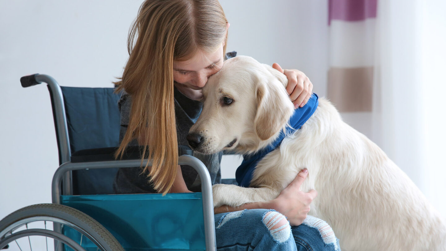Disabled child with service dog