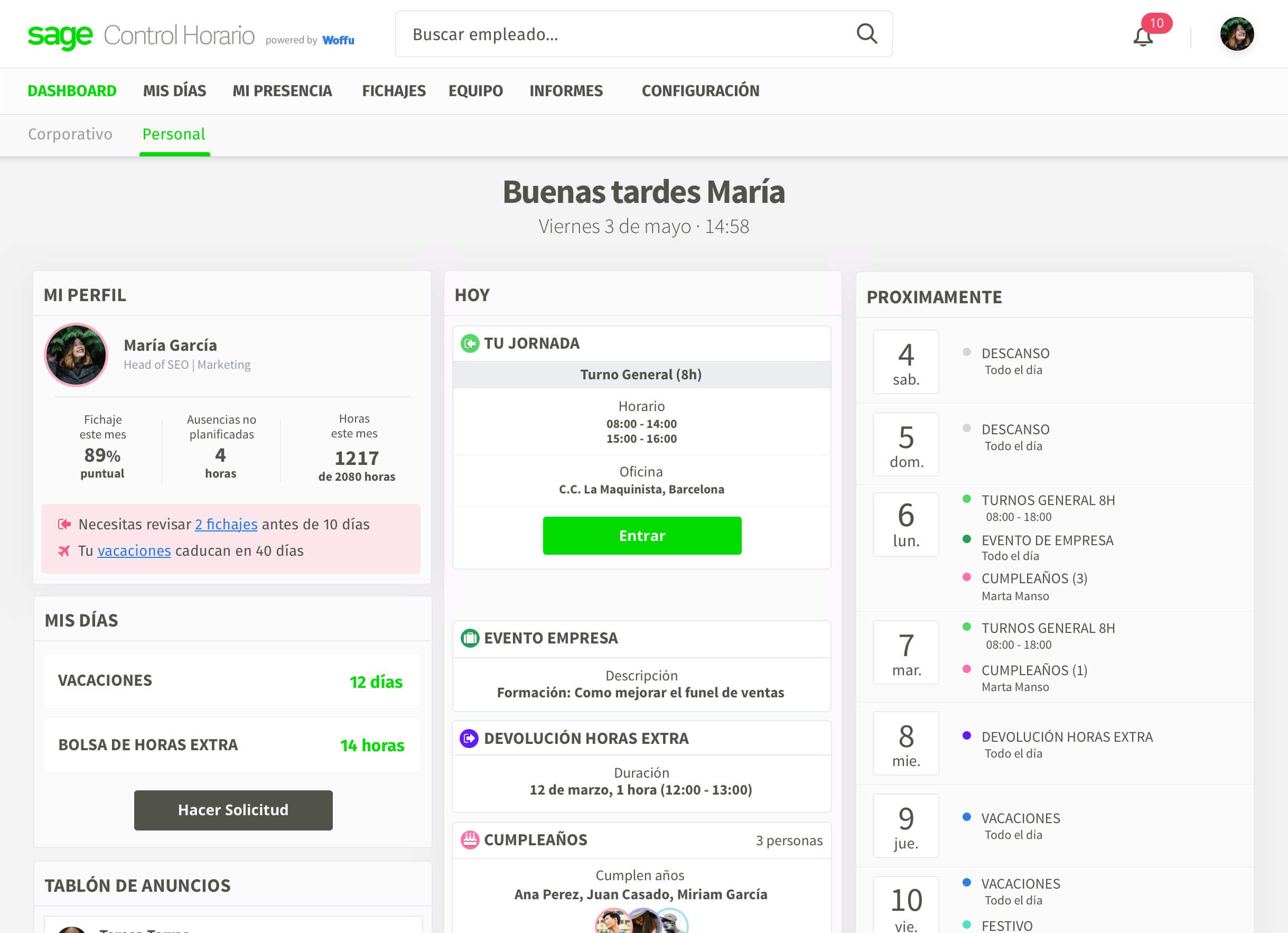 screenshot control horario dashboard personal