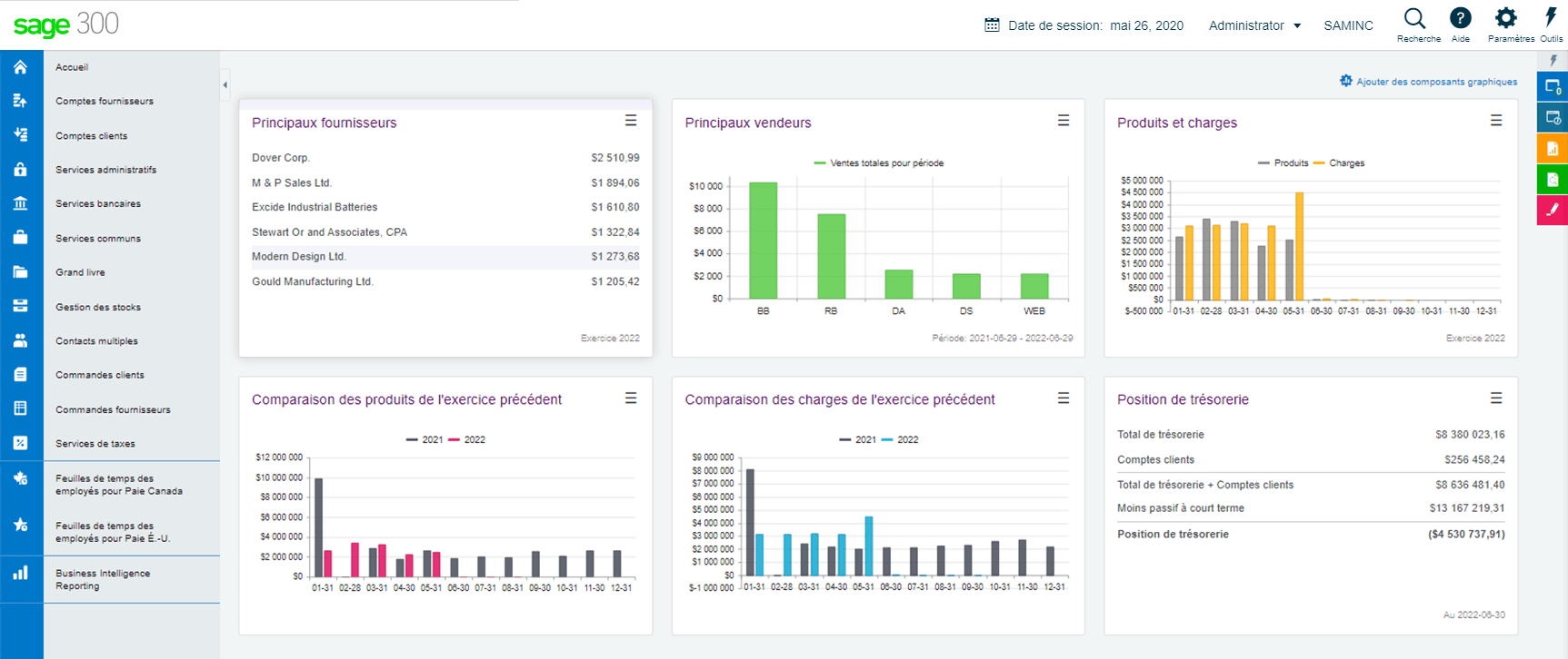 Sage 300 dashboard