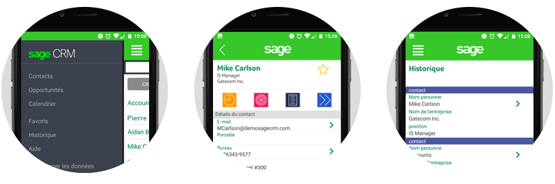Photos du logiciel Sage�CRM sur iPhone