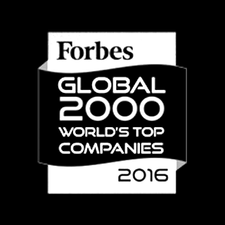 Logo Forbes Global 2000 World's top companies 2016 blanc sur noir